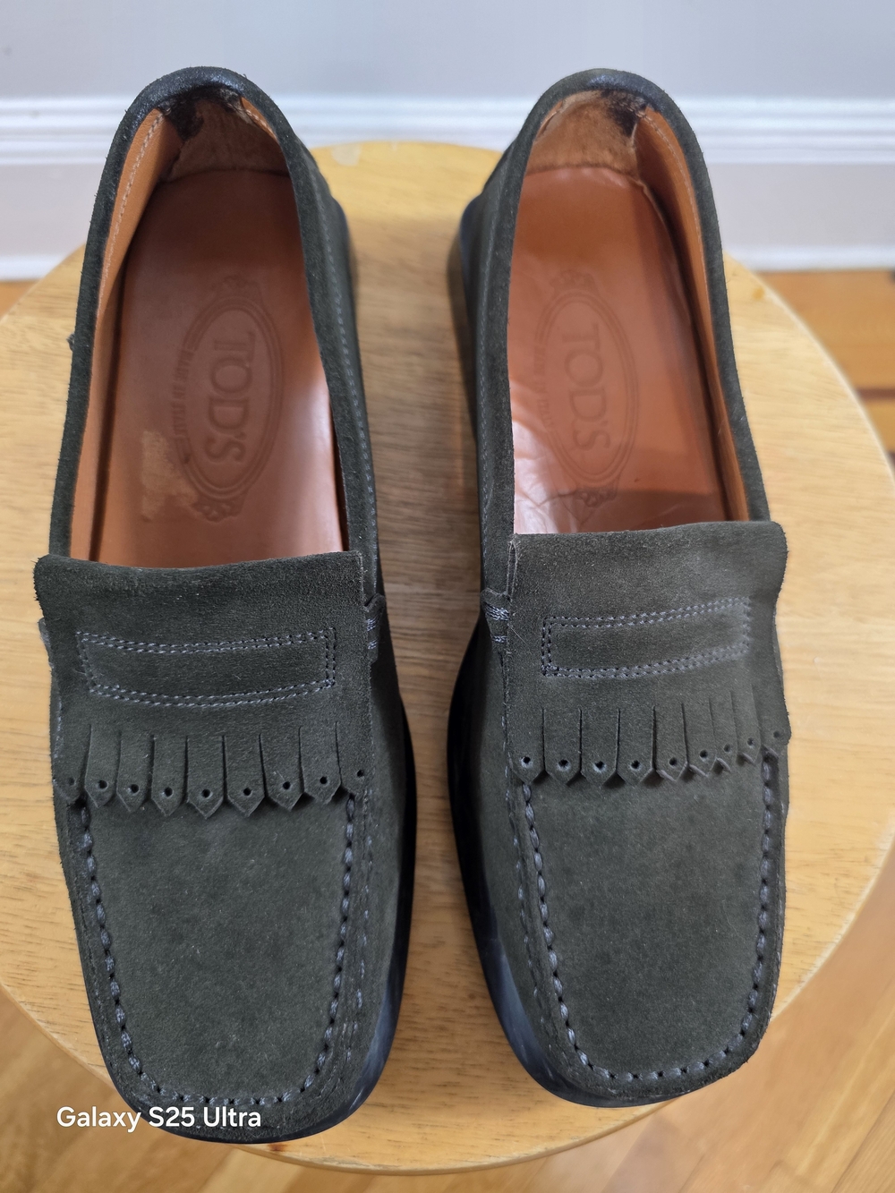 Italian Made TOD'S Women’s Olive Green Suede Kiltie Loafers